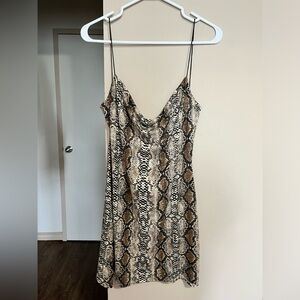 Snake print mini spaghetti strap dress